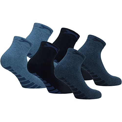 Slazenger 6 Paar Herren Quarter Socken, Höhe über dem Knöchel, Frottee-Innensohle, ausgezeichnete Qualität aus gekämmter Baumwolle (Blau Mix, 43-46) von Slazenger
