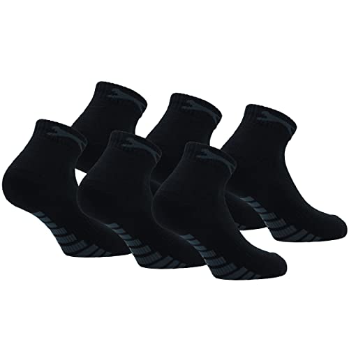 Slazenger 6 Paar Herren Quarter Socken, Höhe über dem Knöchel, Frottee-Innensohle, ausgezeichnete Qualität aus gekämmter Baumwolle (Schwarz-Grau, 39-42) von Slazenger