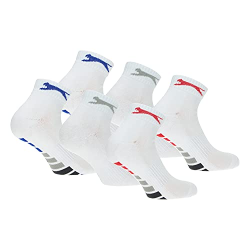 Slazenger 6 Paar Herren Quarter Socken, Höhe über dem Knöchel, Frottee-Innensohle, ausgezeichnete Qualität aus gekämmter Baumwolle (Weiß, 43-46) von Slazenger