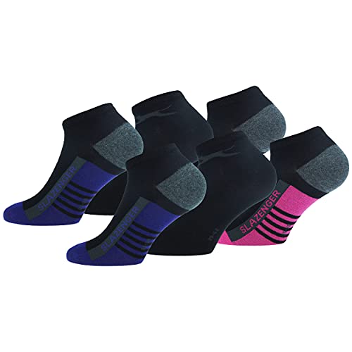 Slazenger 6 Paar Knöchellange Sneakersocken - Jede Verwendung - Gekämmte Baumwolle - Frau (Schwarz, 39-42) von Slazenger