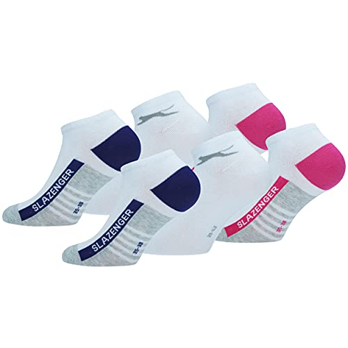 Slazenger 6 Paar Knöchellange Sneakersocken - Jede Verwendung - Gekämmte Baumwolle - Frau (Weiß, 39-42) von Slazenger