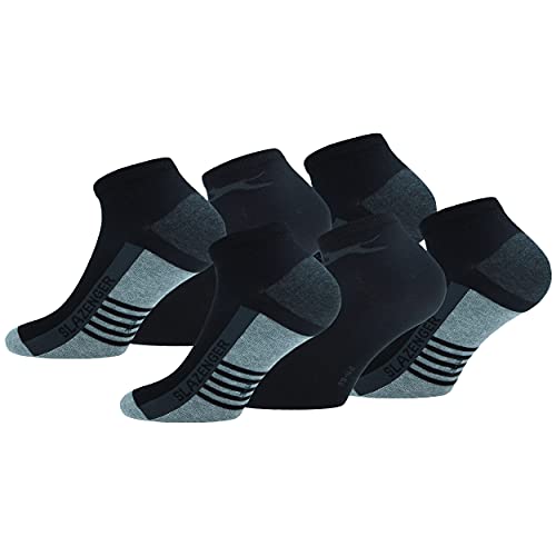 Slazenger 6 Paar Knöchellange Sneakersocken - Jede Verwendung - Gekämmte Baumwolle - Herren (Schwarz, 43-46) von Slazenger