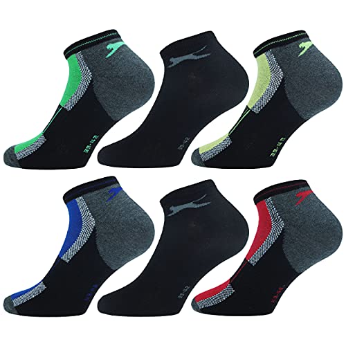 Slazenger 6 Paar Knöchellange Sneakersocken - Jede Verwendung - Verstärkte Fersenzehen - Baumwolle - Herren (Mehrfarbig Schwarz, 39-42) von Slazenger