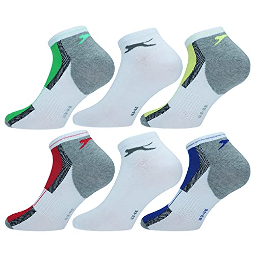 Slazenger 6 Paar Knöchellange Sneakersocken - Jede Verwendung - Verstärkte Fersenzehen - Baumwolle - Herren (Mehrfarbig Weiß, 39-42) von Slazenger