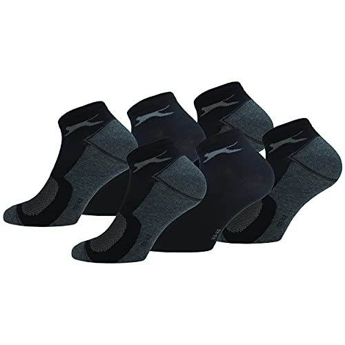 Slazenger 6 Paar Knöchellange Socken - Baumwollpiquet - Jede Verwendung - Herren (Mehrfarbig (schwarz-grau), 43-46) von Slazenger