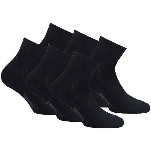 Slazenger 6 Paar Quarter Tech Socken - Frottee Einlegesohle - Herren (Schwarz, 43-46) von Slazenger