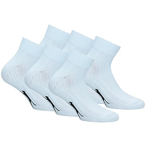 Slazenger 6 Paar Quarter Tech Socken - Frottee Einlegesohle - Herren (Weiß, 43-46) von Slazenger