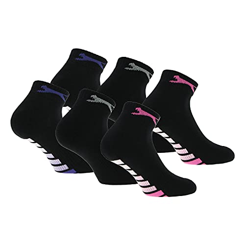 Slazenger 6 Paar Quarter socken für Damen, Höhe über dem Knöchel, Frottiereinlegesohle, ausgezeichnete Qualität aus gekämmter Baumwolle (Schwarz, 35-38) von Slazenger