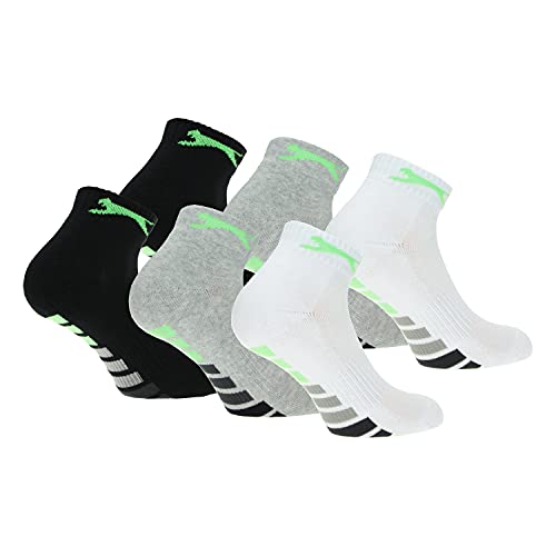 Slazenger 6 Paar Quarter socken für Damen, Höhe über dem Knöchel, Frottiereinlegesohle, ausgezeichnete Qualität aus gekämmter Baumwolle (Weiß, Schwarz, Grau, 35-38) von Slazenger