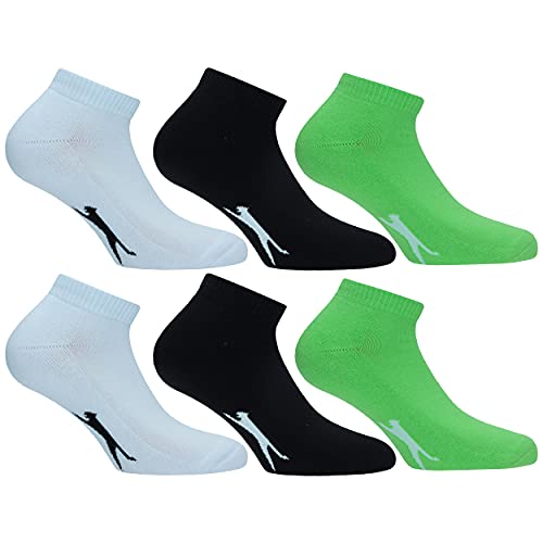 Slazenger 6 Paar Sneakers Socken Knöchelhöhe - für Sportliche Aktivitäten - Bequeme Manschette - Terry Einlegesohle - Baumwolle - Herren (Mehrfarbig Grün, 43-46) von Slazenger