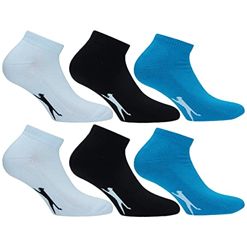 Slazenger 6 Paar Sneakers Socken Knöchelhöhe - für Sportliche Aktivitäten - Bequeme Manschette - Terry Einlegesohle - Baumwolle - Herren (Mehrfarbig Hellblau, 43-46) von Slazenger