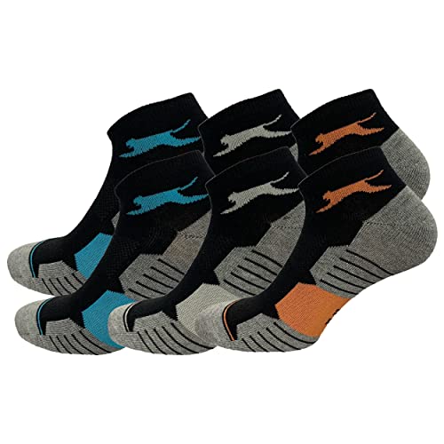 Slazenger 6 Paar Sportsocken Damen Sneaker, Piquet Herstellung, ausgezeichnete Qualität der gekämmten Baumwolle (Mehrfarbig Schwarz, 35-38) von Slazenger