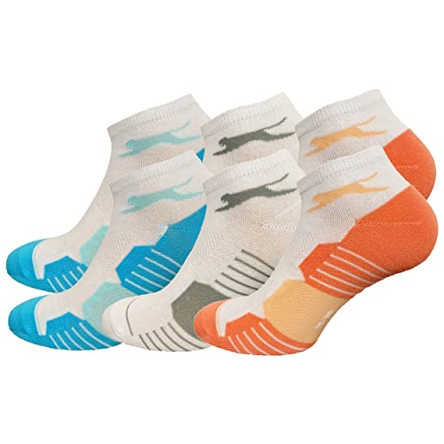 Slazenger 6 Paar Sportsocken Damen Sneaker, Piquet Herstellung, ausgezeichnete Qualität der gekämmten Baumwolle (Mehrfarbig Weiß, 39-42) von Slazenger