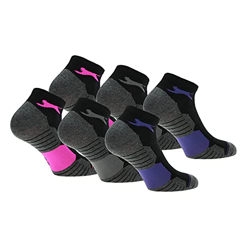 Slazenger 6 Paar Sportsocken Damen Sneaker, Piquet Herstellung, ausgezeichnete Qualität der gekämmten Baumwolle (Schwarz, 35-38) von Slazenger