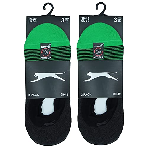 Slazenger 6 Paar Unsichtbare Socken - Sommer - Für Jeden Gebrauch - Rutschfester Absatzbereich - Baumwolle - Herren (Mehrfarbig Grün, 43-46) von Slazenger