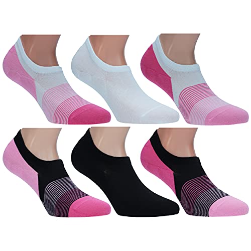 Slazenger 6 Paar Unsichtbare Socken - Sommer - Für jeden Gebrauch - Rutschfester Absatzbereich - Baumwolle - Frau (Mehrfarbig Rosa, 35-38) von Slazenger