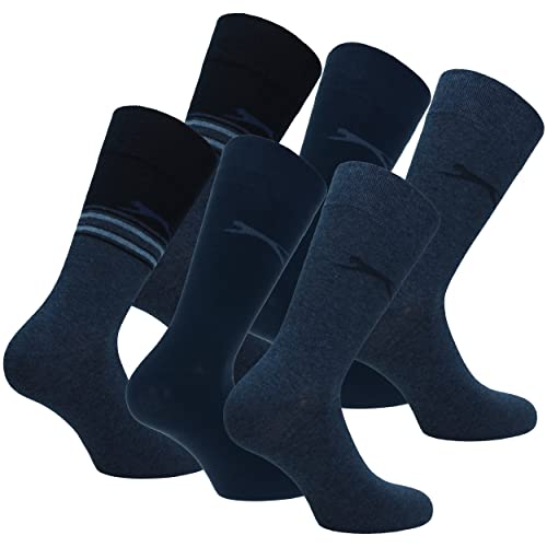 Slazenger 6 Paar bequeme Stretch-Socken für Herren Mittlere Wadenhöhe, Baumwolle, Elastische Faser Lycra (Blau Mix, 39-42) von Slazenger