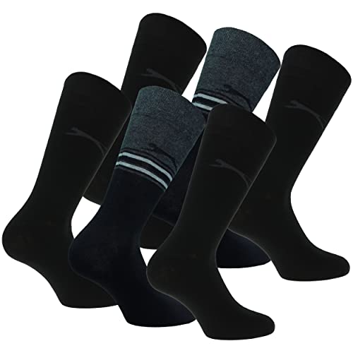 Slazenger 6 Paar bequeme Stretch-Socken für Herren Mittlere Wadenhöhe, Baumwolle, Elastische Faser Lycra (Schwarz Mix, 43-46) von Slazenger