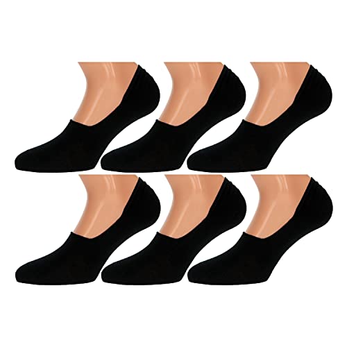 Slazenger 6 paar onzichtbare sokken van fijn gekamd katoen, antislipzone op de hiel (Schwarz, 35-38) von Slazenger