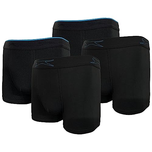 Slazenger Herren-Boxershorts, 4er-Pack, Farbiger Gummirand, Baumwolle (Schwarz-Blau, L) von Slazenger