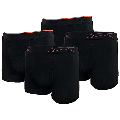 Slazenger Herren-Boxershorts, 4er-Pack, Farbiger Gummirand, Baumwolle (Schwarz-Orange, L) von Slazenger