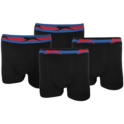 Slazenger Herren-Boxershorts, 4er-Pack, Farbiger Gummirand, Baumwolle (Schwarz-Rot-Blau elastisch, XL) von Slazenger