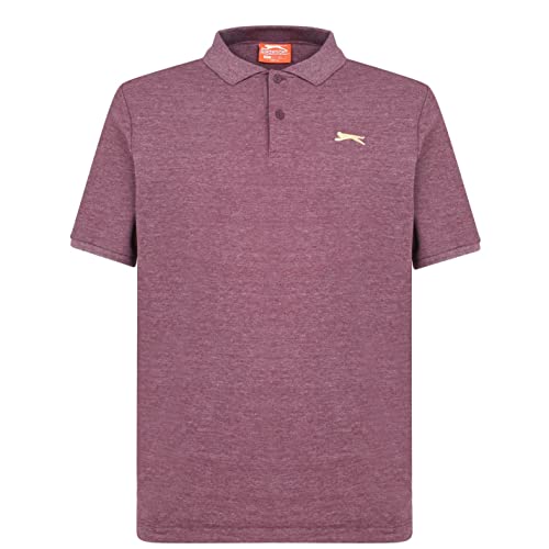 Slazenger Herren Einfarbig Polo Shirt Klassische Passform Burgund Meliert M von Slazenger