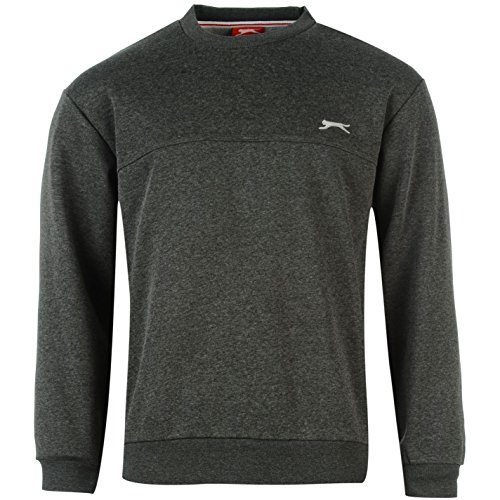 Slazenger Herren Fleece Rundhals Langarm Freizeit Strickpullover Pullover Pulli Grau Large von Slazenger