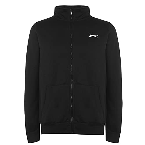 Slazenger Herren Jacke Baumwolle Langarm Freizeit Reissverschluss Trainingsjacke Schwarz Large von Slazenger