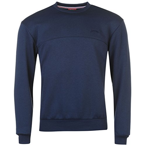 Slazenger Herren SL Fleece Crew Pullover Rundhals Steel Blau L von Slazenger