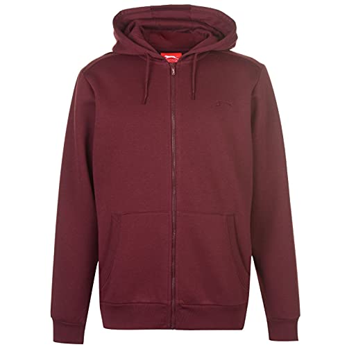 Slazenger Herren Zip Hoody Langarm Freizeit Hoodie Kapuzenpullover Sweatshirt Burgundy XXL von Slazenger