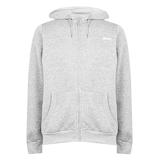 Slazenger Herren Zip Hoody Langarm Freizeit Hoodie Kapuzenpullover Sweatshirt Grau Extra LGE von Slazenger