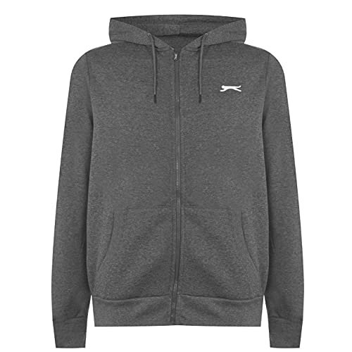 Slazenger Herren Zip Hoody Langarm Freizeit Hoodie Kapuzenpullover Sweatshirt Grau XXX Large von Slazenger