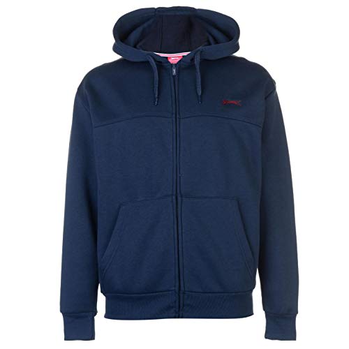 Slazenger Herren Zip Hoody Langarm Freizeit Hoodie Kapuzenpullover Sweatshirt Steel Blau XXXL von Slazenger