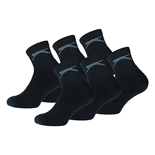 Slazenger Running Quarters 6 Paar Sportsocken, Höhe über Dem Knöchel, Terry-Einlegesohle, Gekämmte Baumwolle (Schwarz, 39-42) von Slazenger