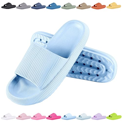 Sleeleece Badelatschen Damen Herren Wolkenschuhe Eva Badeschuhe Cozyslides Hausschuhe rutschfeste Super Weich Sommer Pantoletten Badeschlappen Indoor/Outdoor Original Slippers von Sleeleece