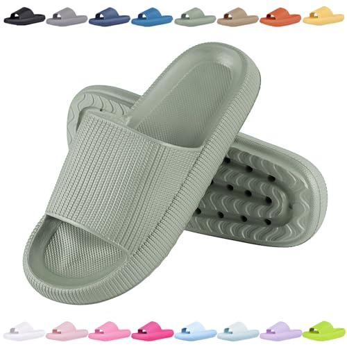 Sleeleece Badelatschen Damen Herren Wolkenschuhe Eva Badeschuhe Cozyslides Hausschuhe rutschfeste Super Weich Sommer Pantoletten Badeschlappen Indoor/Outdoor Original Slippers von Sleeleece