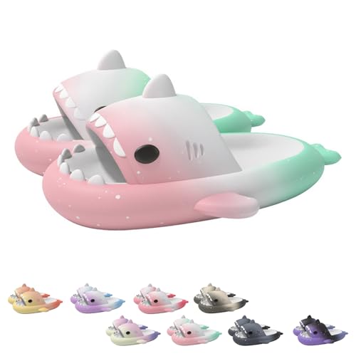 Sleeleece Cloud Shark Slides Slippers Damen/Herren Hai Hausschuhe Haifisch Schlappen Unisex Badeschuhe für Sommer Badeschlappen rutschfeste Dusch Badeschuhe Strand Sandalen(Sternlichtverlauf) von Sleeleece