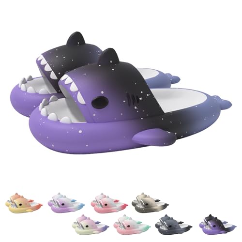 Sleeleece Cloud Shark Slides Slippers Damen/Herren Hai Hausschuhe Haifisch Schlappen Unisex Badeschuhe für Sommer Badeschlappen rutschfeste Dusch Badeschuhe Strand Sandalen(Sternlichtverlauf) von Sleeleece