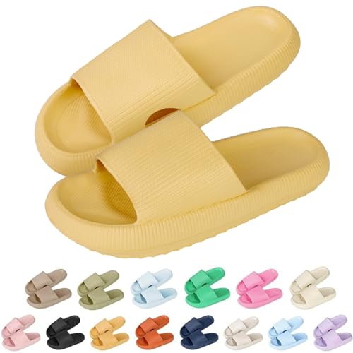 Sleeleece Cozyslides Original Damen Schlappen 100% EVA Super Weich Rutschfest Badeschuhe Herren Slippers Badeschlappen Cloudyzz Hausschuhe Sommer Dicker Sohle Unisex Pantoletten von Sleeleece