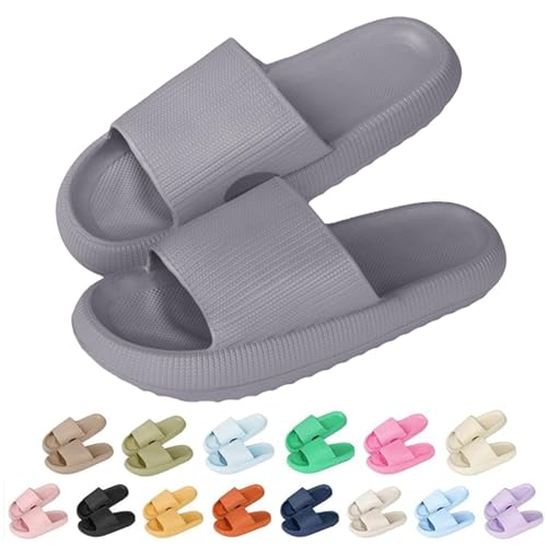 Sleeleece Cozyslides Original Damen Schlappen 100% EVA Super Weich Rutschfest Badeschuhe Herren Slippers Badeschlappen Cloudyzz Hausschuhe Sommer Dicker Sohle Unisex Pantoletten von Sleeleece