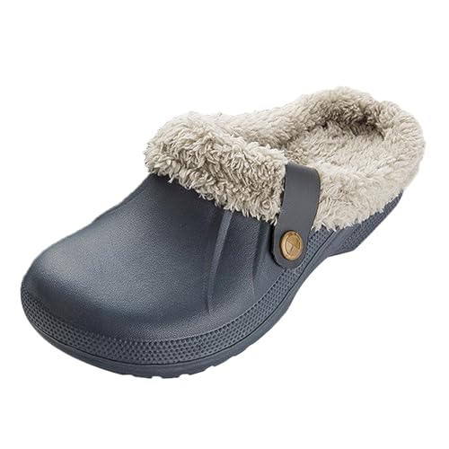 Sleeleece Damen Clogs Gefüttert Herren Winter Warme Gartenclogs mit Fell Plüsch Hausschuhe Wasserdicht rutschfeste Pantoffeln Outdoor Winterschuhe Gartenschuhe von Sleeleece