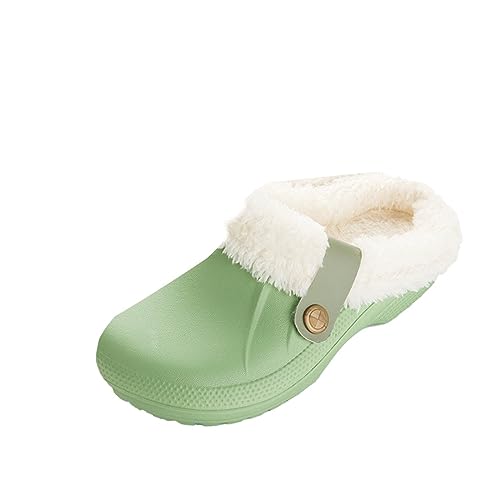 Sleeleece Damen Clogs Gefüttert Herren Winter Warme Gartenclogs mit Fell Plüsch Hausschuhe Wasserdicht rutschfeste Pantoffeln Outdoor Winterschuhe Gartenschuhe von Sleeleece