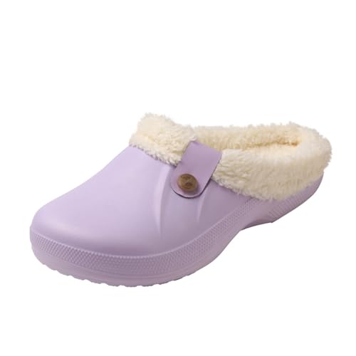 Sleeleece Damen Clogs Gefüttert Herren Winter Warme Gartenclogs mit Fell Plüsch Hausschuhe Wasserdicht rutschfeste Pantoffeln Outdoor Winterschuhe Gartenschuhe von Sleeleece