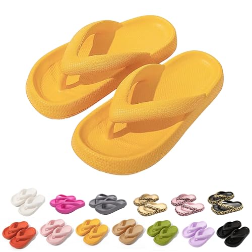 Sleeleece Superweiche Flip Flops Damen EVA Badeschuhe Somme Strand Schlappen Rutschfeste 4.5cm Dickere Sohle Zehentrenner Hausschuhe Outdoor Pantoletten Badelatschen Slippers von Sleeleece