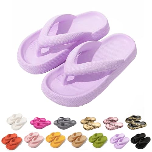 Sleeleece Superweiche Flip Flops Damen EVA Badeschuhe Somme Strand Schlappen Rutschfeste 4.5cm Dickere Sohle Zehentrenner Hausschuhe Outdoor Pantoletten Badelatschen Slippers von Sleeleece