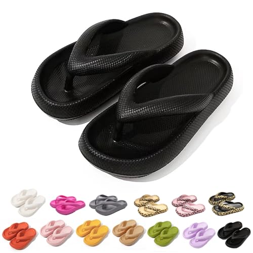 Sleeleece Superweiche Flip Flops Damen EVA Badeschuhe Somme Strand Schlappen Rutschfeste 4.5cm Dickere Sohle Zehentrenner Hausschuhe Outdoor Pantoletten Badelatschen Slippers von Sleeleece