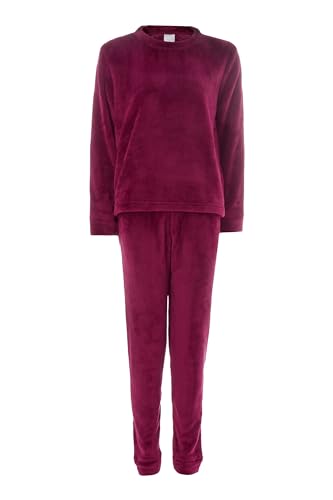 Sleep Snob Damen Fleece Pyjama Warm Schlafanzug Winter Nachtwäsche Zweiteilige | Kuschelige Plüsch Hausanzug Langarm (M, Maulbeere) von Sleep Snob