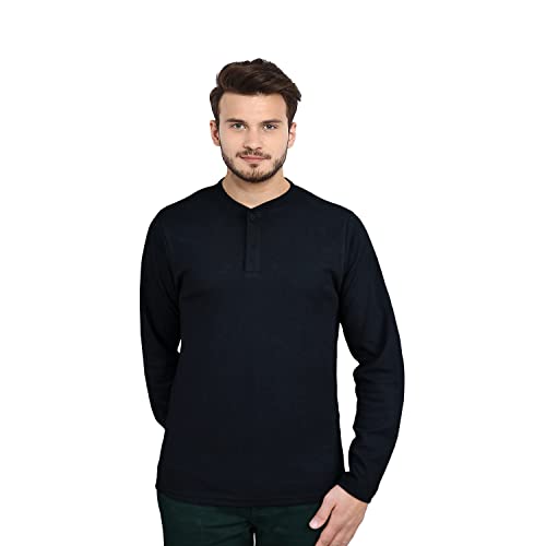 Sleepdown Herren Langärmeliges 100% Baumwolle T-Shirt, Schwarz, S von Sleepdown