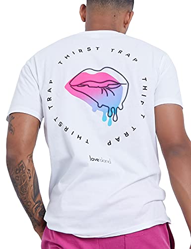 Sleepdown Herren Mens Love Island Thirst Trap Lips Tshirt (L, White) T-Shirt, L von Sleepdown